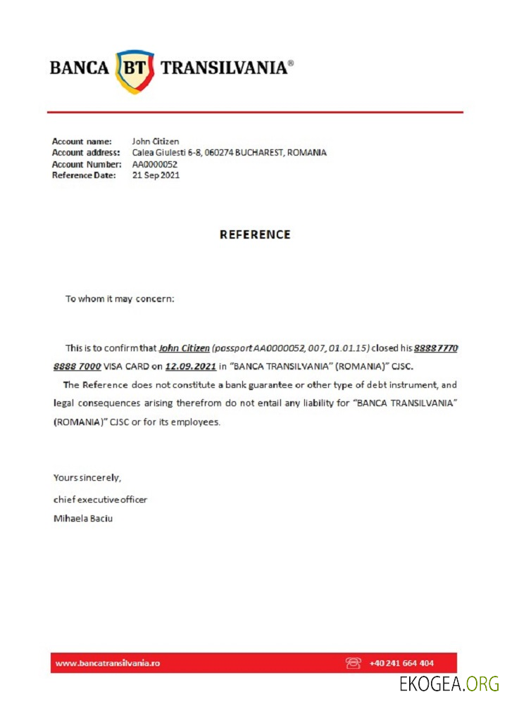 Référence Roumanie , Banca Transilvania , closure